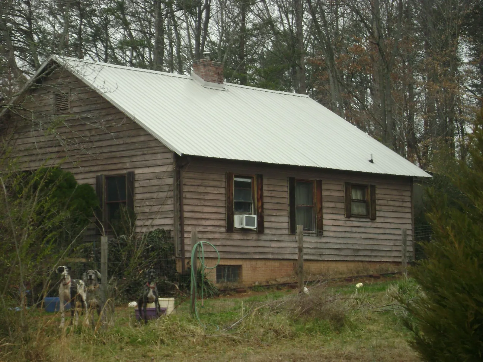 White metal roof on an old wood sided farmhouse, from a Asphalt Shingle Roof Repair job in Peterborough